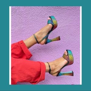 Gorgeous Betsey Johnson platform and rhinestone heels size 6 New never worn.